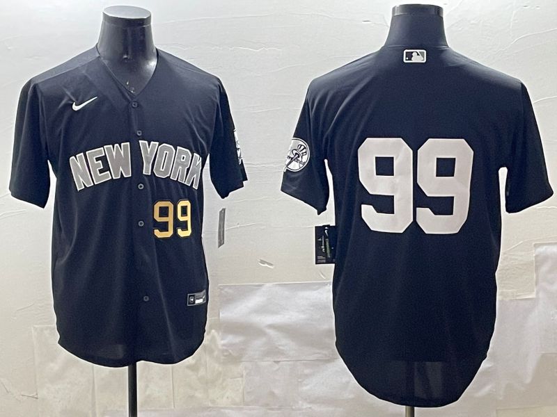 Men New York Yankees #99 No Name Black Game 2025 Nike MLB Jersey style 2